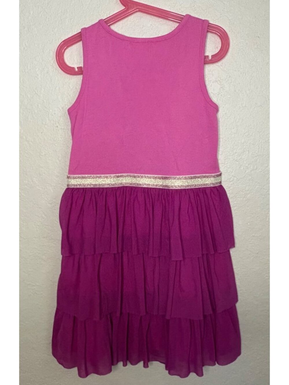 Hanna Andersson Girls Sleeveless Dress W/ Ruffle Skirt & Sparkle Waistband Sz 8 - Picture 7 of 9